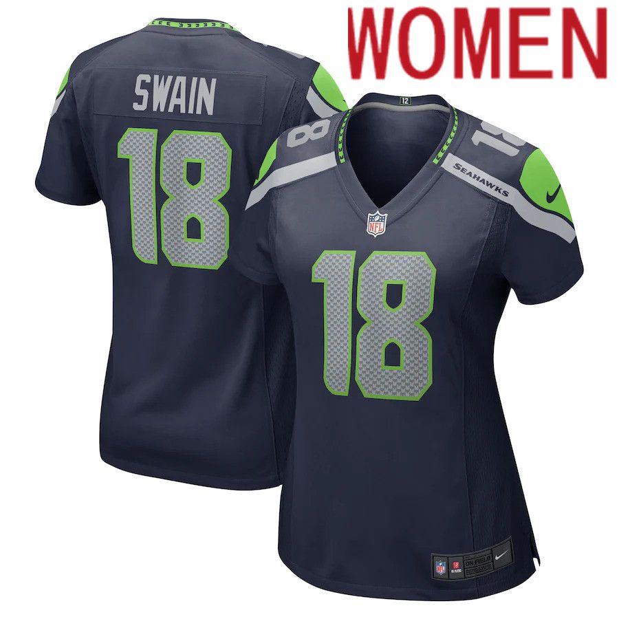 Women Seattle Seahawks #18 Freddie Swain Nike College Navy Game NFL Jersey->women nfl jersey->Women Jersey